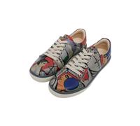 DOGO Femme Cuir Vegan Gris Baskets - Cubic Faces Motif