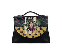 DOGO Femme Cuir Vegan Gris Fait Main et Mode Sac d'épaule - A Flower From The Past Frida Kahlo Motif