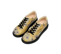 DOGO Femme Cuir Vegan Jaune Baskets - Chaussures de Marche Confortables et Décontractées Faites à la Main, Everything Will be Okay Motif