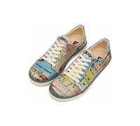 DOGO Femme Cuir Vegan Multicolore Baskets - Chaussures de Marche Confortables et Décontractées Faites à la Main, Burano Island Motif