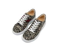 DOGO Femme Cuir Vegan Multicolore Baskets - Chaussures de Marche Confortables et Décontractées Faites à la Main, Rivers on The Sofa Motif