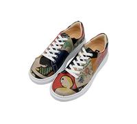 DOGO Femme Cuir Vegan Multicolore Baskets - Chaussures de Marche Confortables et Décontractées Faites à la Main, Relationships Motif