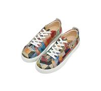 DOGO Femme Cuir Vegan Multicolore Baskets - Chaussures de Marche Confortables et Décontractées Faites à la Main, Stain Motif