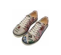 DOGO Femme Cuir Vegan Multicolore Baskets - Chaussures de Marche Confortables et Décontractées Faites à la Main, Thankful for Today Motif