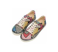 DOGO Femme Cuir Vegan Multicolore Baskets - Chaussures de Marche Confortables et Décontractées Faites à la Main, Painting in Harmony Motif