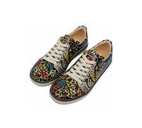 DOGO Femme Cuir Vegan Multicolore Baskets - Chaussures de Marche Confortables et Décontractées Faites à la Main, Eternal Swirl Motif