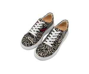 DOGO Femme Cuir Vegan Multicolore Baskets - Chaussures de Marche Confortables et Décontractées Faites à la Main, Rivers on The Sofa Motif