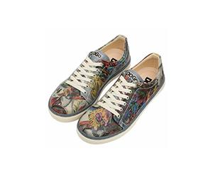 DOGO Femme Cuir Vegan Multicolore Baskets - Chaussures de Marche Confortables et Décontractées Faites à la Main, Still Life Motif