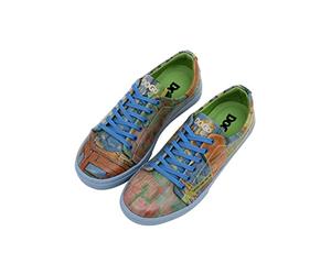 DOGO Femme Cuir Vegan Multicolore Baskets - Chaussures de Marche Confortables et Décontractées Faites à la Main, Vincent Van Gogh The Bedroom Muse Motif