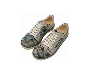 DOGO Femme Cuir Vegan Multicolore Baskets - Chaussures de Marche Confortables et Décontractées Faites à la Main, Birds of The Castle Motif