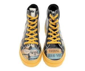 DOGO Femme Cuir Vegan Multicolore Bottes - Bottes de Mode Décontractées Confortables Faites à la Main, Choose Your Side Motif