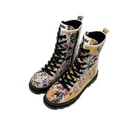 DOGO Femme Cuir Vegan Multicolore Bottes longues à glissière - Bottes de Mode Décontractées Confortables Faites à la Main, Spring Embroidery Motif