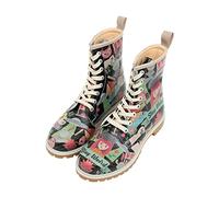 DOGO Femme Cuir Vegan Multicolore Bottes Longues - Bottes de Mode Décontractées Confortables Faites à la Main, Stay Weird Motif