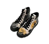 DOGO Femme Cuir Vegan Noir Bottes - Bottes de Mode Décontractées Confortables Faites à la Main, Night Lovers Motif