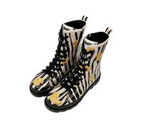 DOGO Femme Cuir Vegan Noir Bottes longues à glissière - Bottes de Mode Décontractées Confortables Faites à la Main, Ducky Motif