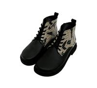 DOGO Femme Cuir Vegan Noir Bottines - Bottes de Mode Décontractées Confortables Faites à la Main, Letters for Lovers Motif