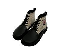 DOGO Femme Cuir Vegan Noir Bottines - Bottes de Mode Décontractées Confortables Faites à la Main, Minima Butterfly Motif