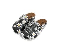 DOGO Femme Cuir Vegan Noir Chaussons - Sandales de Mode Décontractées Confortables Faites à la Main, Self Love is the Best Love Motif
