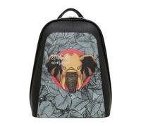 DOGO Femme Cuir Vegan Noir Fait Main et Mode Sac à dos - Elephants Never Forget Motif