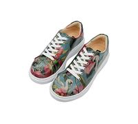 DOGO Femme Cuir Vegan Turquoise Baskets - Chaussures de Marche Confortables et Décontractées Faites à la Main, Eye Candy & Soul Food Motif