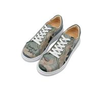 DOGO Femme Cuir Vegan Turquoise Baskets - Chaussures de Marche Confortables et Décontractées Faites à la Main, Sound of The Sea Motif