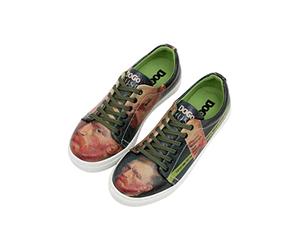 DOGO Femme Cuir Vegan Vert Baskets - Chaussures de Marche Confortables et Décontractées Faites à la Main, Vincent Van Gogh Self Portrait Muse Motif