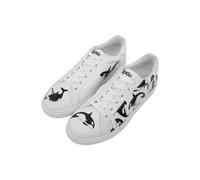 DOGO Homme Cuir Vegan Blanc Baskets - Flowing Orca Motif