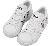 DOGO Unisex Enfants Vegan Blanc Baskets - Chaussures de Marche Confortables et Décontractées Faites à la Main, Party Motif