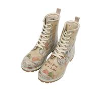 DOGO Women Vegan Leather Beige Long Boots - One Day At A Time Design