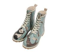 DOGO Women Vegan Leather Blue Long Boots - Panda Hug Design