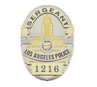 DOGOZ US LAPD Sergente Los Angeles Polizia 1216 Distintivo con Custodia in Pelle Intarsiata, Costume Decorazione Prop