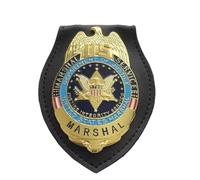 DOGOZ US Marshal Dipartimento di Giustizia Marshal Badge con Custodia in Pelle Intarsiata, Costume Decorazione Prop