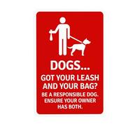 Dogs Be Responsible ensure your Owner Has Got your Leash and Bag con cartello grafico di avvertimento, cartello metallico per la sicurezza del cane per la sicurezza della parete aziendale Attenzione