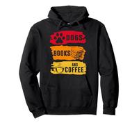 Dogs Books And Coffee Funny Dog Book Reader Lover Felpa con Cappuccio