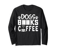 Dogs Books And Coffee Funny Dog Book Reader Lover Maglia a Manica