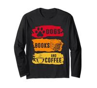 Dogs Books And Coffee Funny Dog Book Reader Lover Maglia a Manica