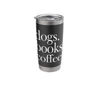 Dogs Books Coffee Canine Caffeine Reading Lover Typography Bicchiere termico in acciaio inox doppia parete