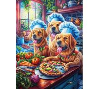 Dogs Having A Feast in A Kitchen Rompicapo 300 Pezzi Per Famiglie Numerose Science Fiction Magical Dream Cartone Riciclato Ecologico Per Riunioni Di Famiglia Con Poster E Colla Inclusi Top Vendita 30