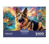 Dogs in Fantasy Landscape 1000 Pezzi Puzzle Divertente Decorazione Per La Casa German Shepherd in Art Puzzle GiocattoloPuzzle Antistress Per Bambini E Adulti 70x50cm/1000pcs