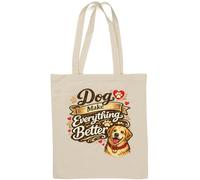 Dogs Make Life More Joyful - Borsa tote in cotone naturale, colore: Bianco