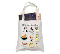 Dogs of Austin Texas Tote Bag Music Lover Dog Mom Musicician Shopping Bag Dog Protection and Rescue Gift, Cani di Austin, 35cm ( 13.78 inch ) * 38 cm ( 14.96 inch)