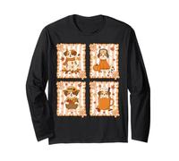 Dogs Pumpkin Fall Coffee Cozy Autumn Aesthetic Maglia a Manica