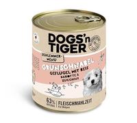 Dogs'n Tiger Junior, cibo per cani, becco verde, cibo per cuccioli con pollo, riso e verdure, senza cereali, zucchero, conservanti artificiali, 6 x 800 g