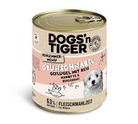 Dogs'n Tiger Menù Gourmet 6 x 800 g Umido per cane - Pollame con Riso integrale, Carote & Zucchine (Junior)