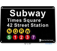 DOGT Metal Tin Sign 8x12 Inches Tin Sign Subway Times Square Street Metal New York Garage