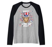 Dogue de Bordeaux Dog Patriotic American 4th of July Dogs Maglia con Maniche Raglan