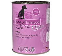 dogz finefood Cibo per cani bagnato - N° 10 agnello - cibo umido per cani e cuccioli - senza cereali e senza zucchero - alta percentuale di carne, 6 barattoli da 400 g