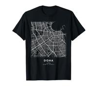 Doha Mappa Città Qatar Strade e Coordinate Maglietta
