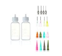 DOHAPPYS Bottiglia di plastica per colla con punta di precisione, Flacone Dosatore con contagocce liquida con due bottiglie da 1 Oz e 16 punte per aghi per carta, fai da te