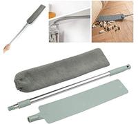 DOHAPPYS Spazzola per la polvere estensibile, riutilizzabile, strumento per la pulizia delle fessure, in microfibra, con testa pieghevole lavabile e manico lungo telescopico, per pulire il fondo del